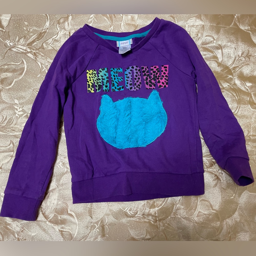 Purple girls sweater Meow